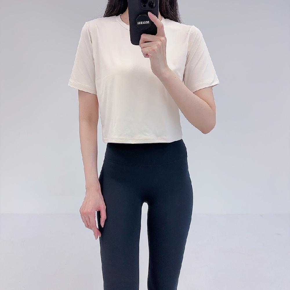 로라벨 록시 필라테스복 여성 요가복 필라테스 요가 상의 옷 커버업 운동복 여름 반팔 크롭 - 상세 이미지 4