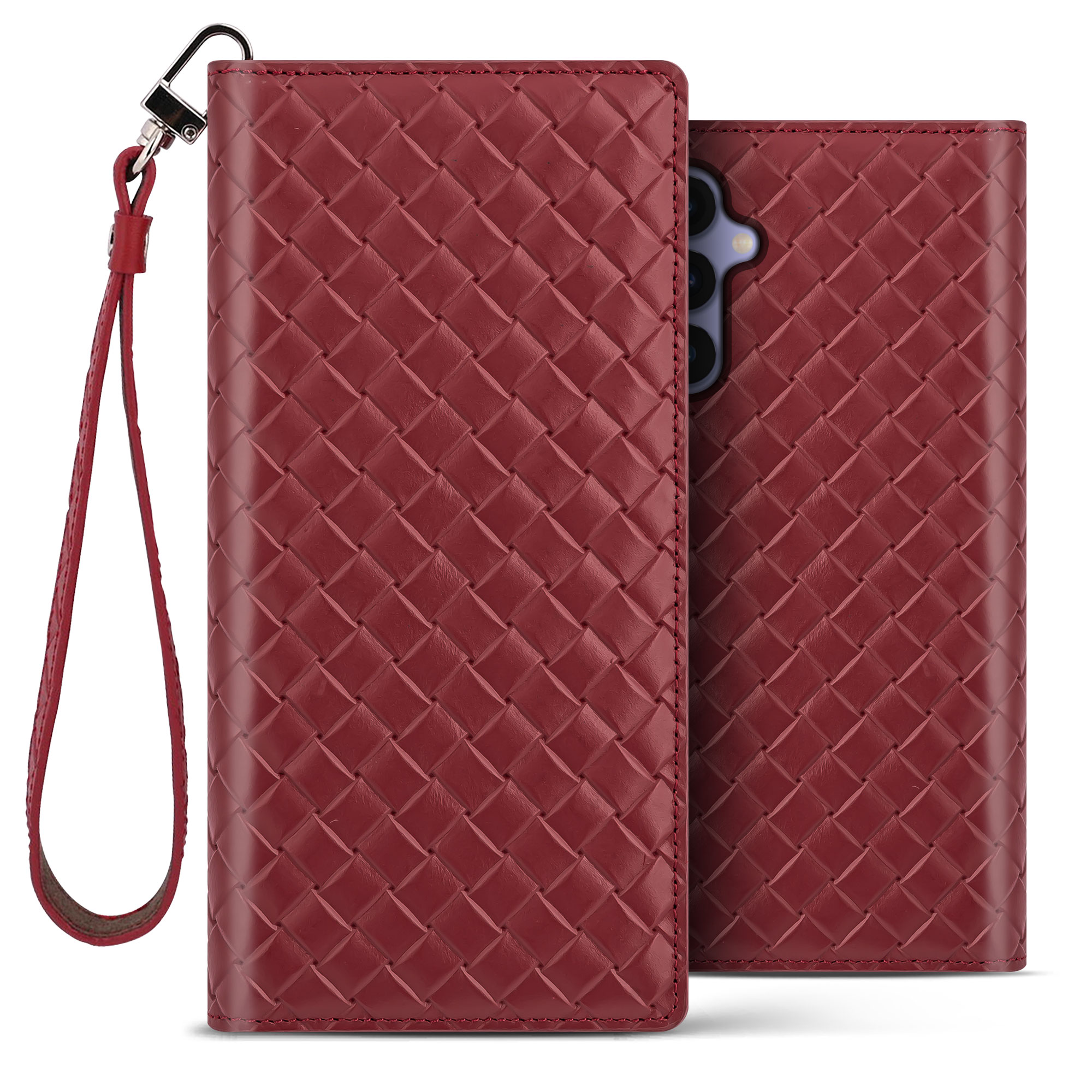 갤럭시 A165 비첸티노 플립 지갑형 다이어리 핸드폰 케이스 마호가니레드 - 상품 이미지