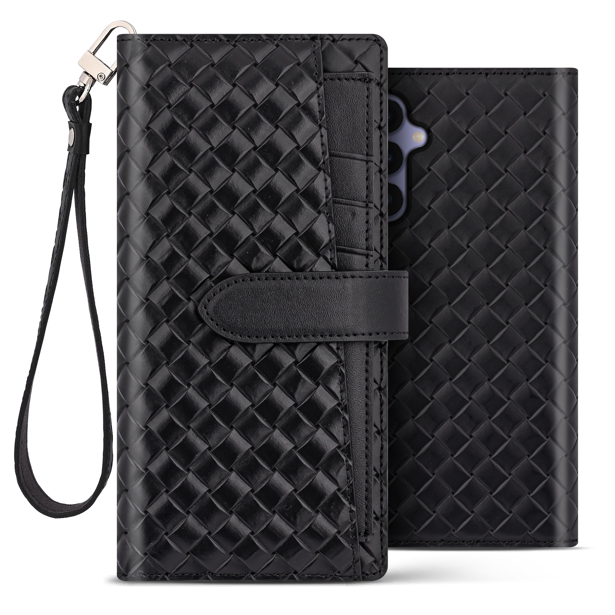 벨라벨루치 갤럭시 퀀텀4 비첸티노 카드포켓 다이어리 가죽 케이스 a546 솔리드블랙 - 상품 이미지