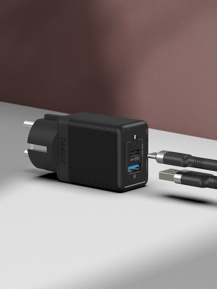 USB PD 45W PPS GaN 접지 듀얼 초고속 충전기 GA210 블랙 - 상세 이미지 2