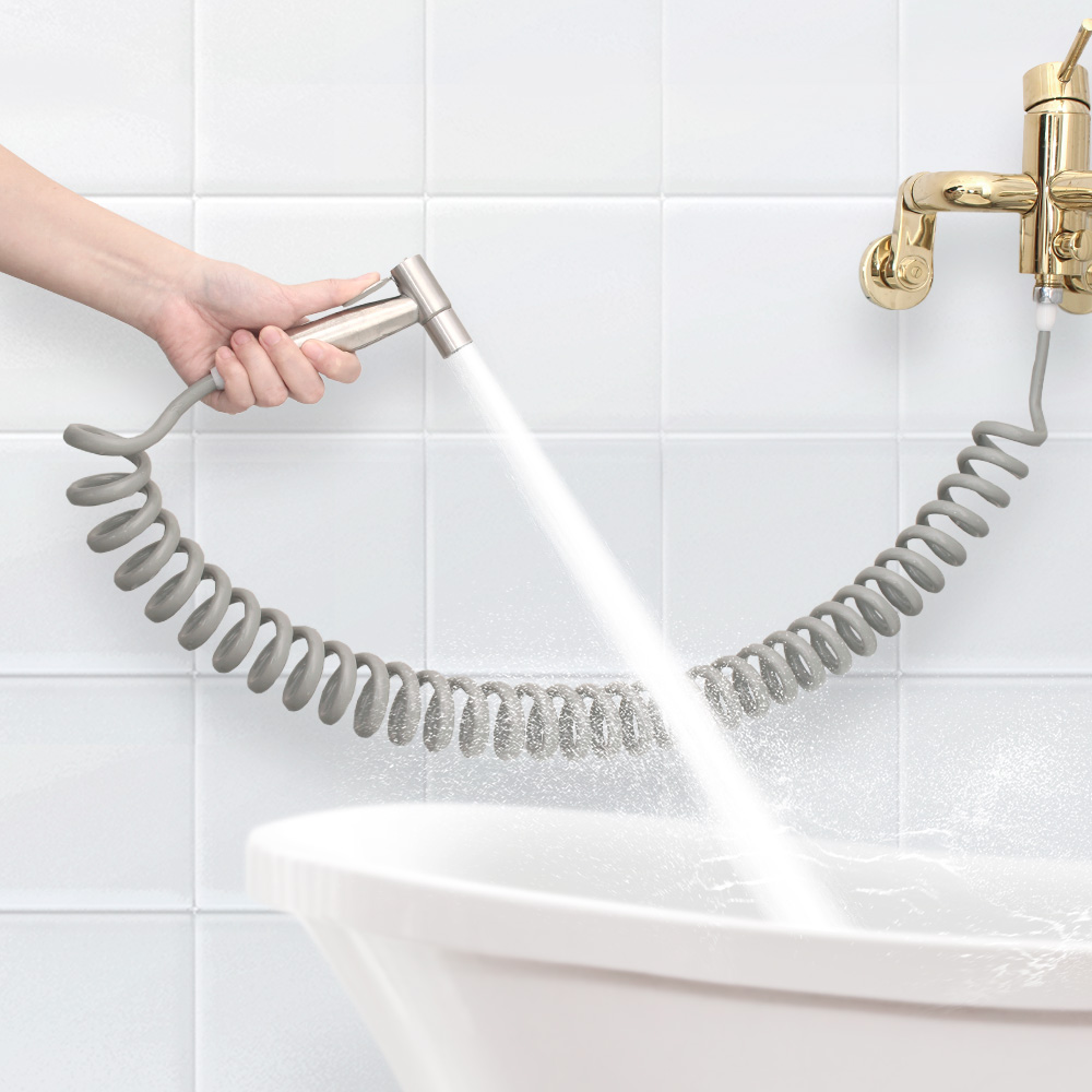 욕실 베란다 변기 청소 꼬임방지 고압 스프링 호스 2M