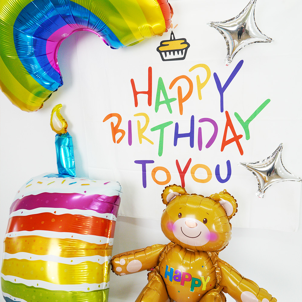 생일 축하 파티용품 생일파티 꾸미기 곰돌이 파스텔 무지개 풍선세트 이미지 8