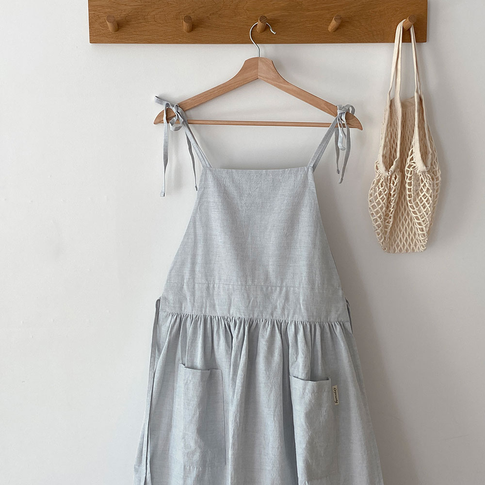 한스데이 노블리본 셔링 롱 원피스 린넨 플로리스트 꽃집 앞치마