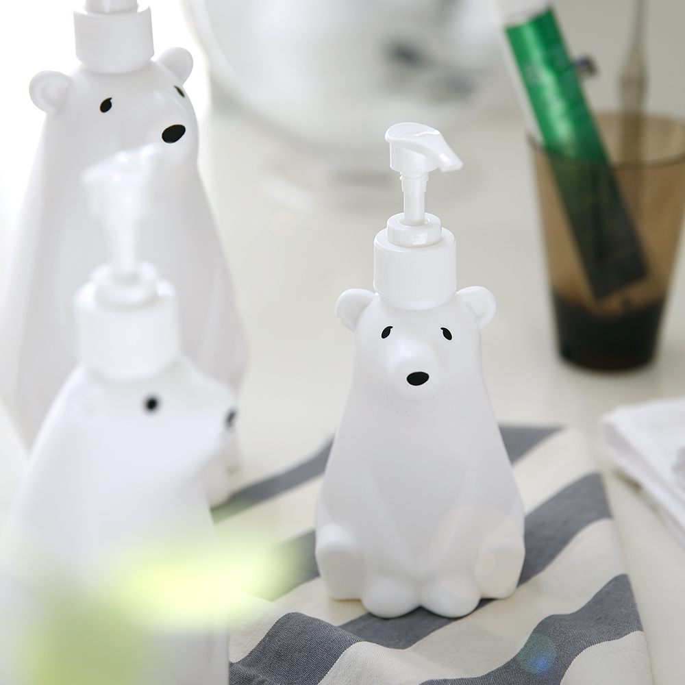 플라라 북극곰 주방 세제 손세정제 욕실 린스 바디워시 샴푸 디스펜서 통 아기곰 300ml - 상품 이미지