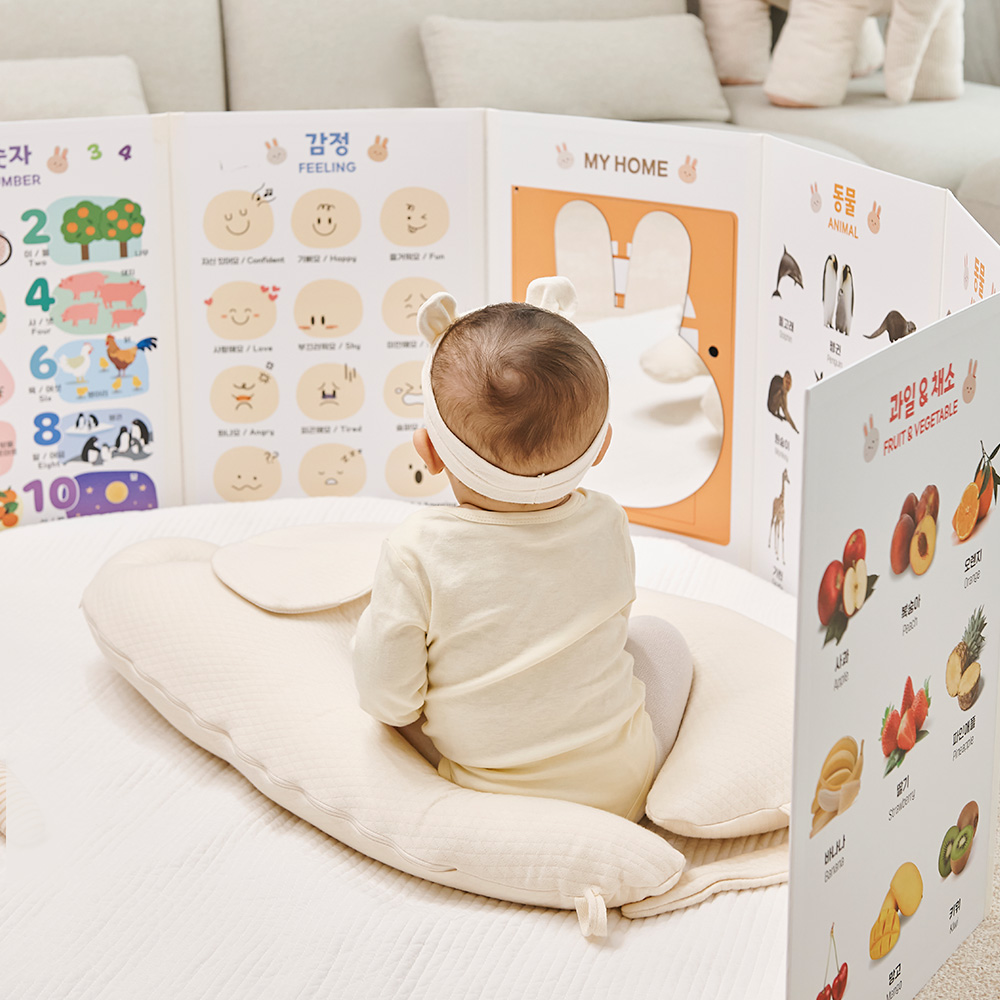 아띠래빗 아기병풍 터미타임 유아 양면포스터 신생아 아기벽보 한글 병풍책 스탠다드 1P(6장)