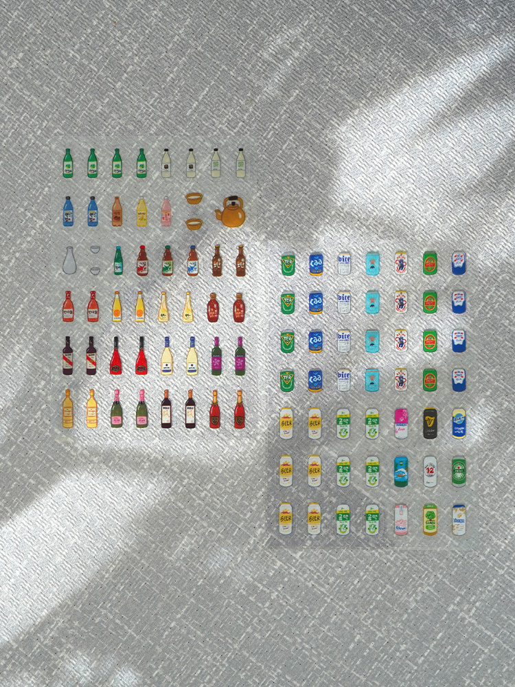 리훈 슬기로운 음주생활 리무버블스티커 소주 맥주 와인 막걸리 술4종 세트