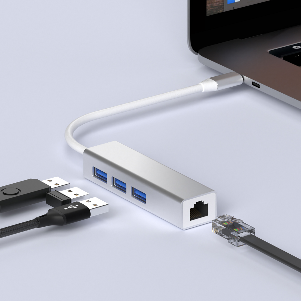 이어맥 4in1 C타입 멀티허브 USB 3.0 포트 LAN포트 C to USB 젠더 세트 - 상세 이미지 4