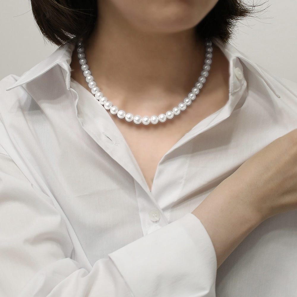 14K 18K 여자 명품 천연 담수 진주 롱 초커 비드 레이어드 금 목걸이 이미지 8