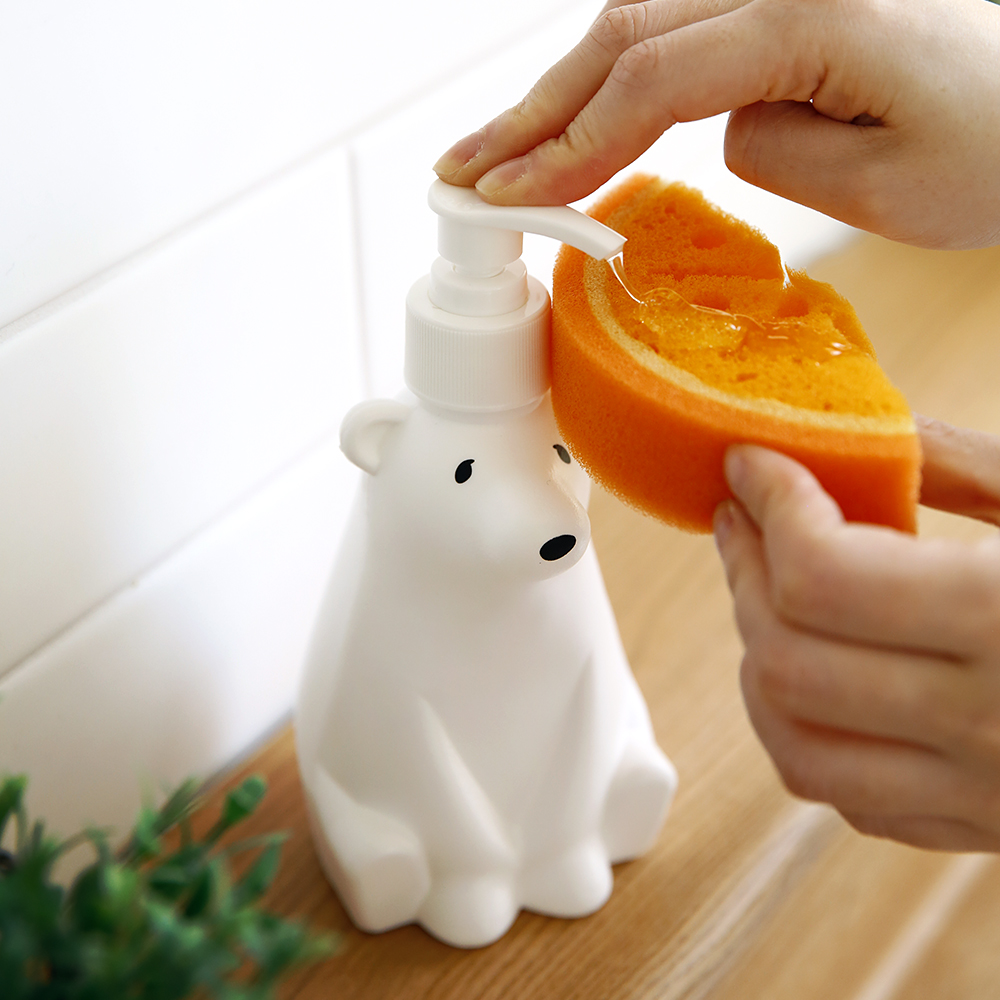 플라라 북극곰 주방 세제 손세정제 욕실 린스 바디워시 샴푸 디스펜서 통 아기곰 300ml - 상세 이미지 4