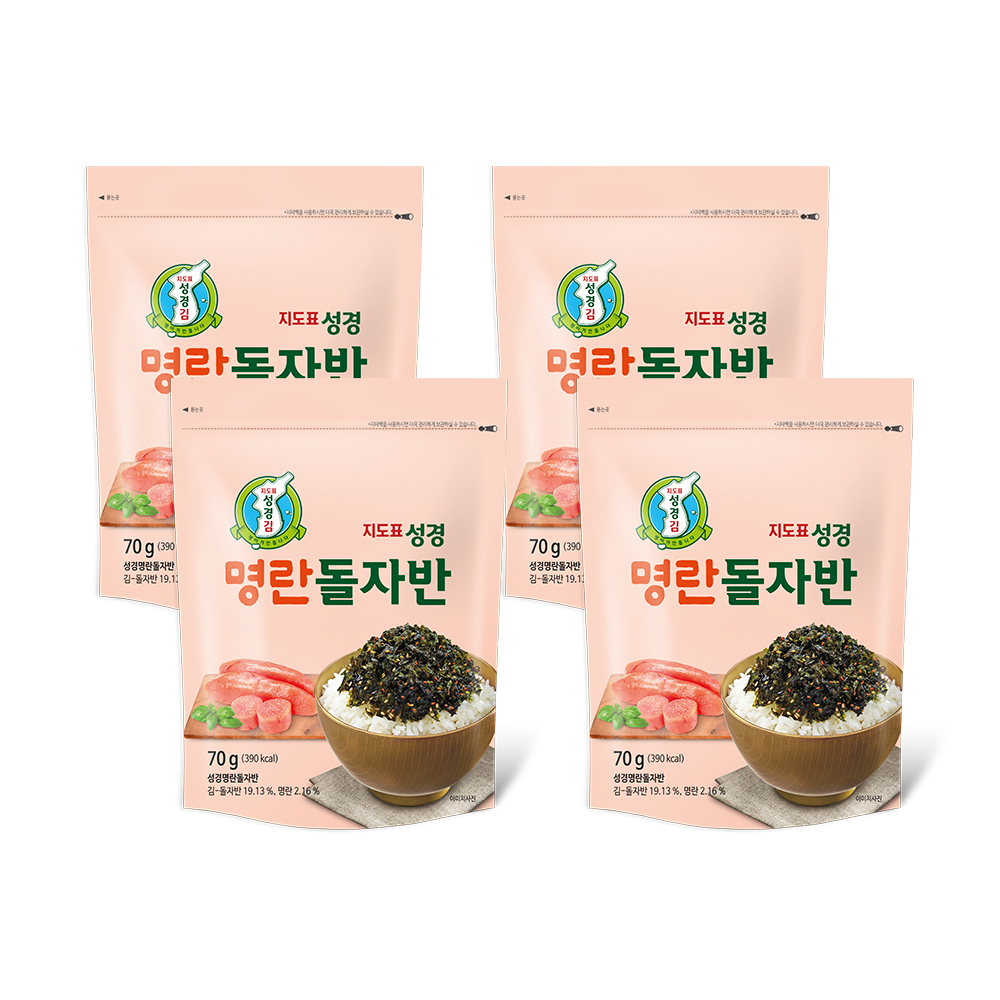 [성경김본사] 명란돌자반 명란김 70g, 4개 - 상품 이미지
