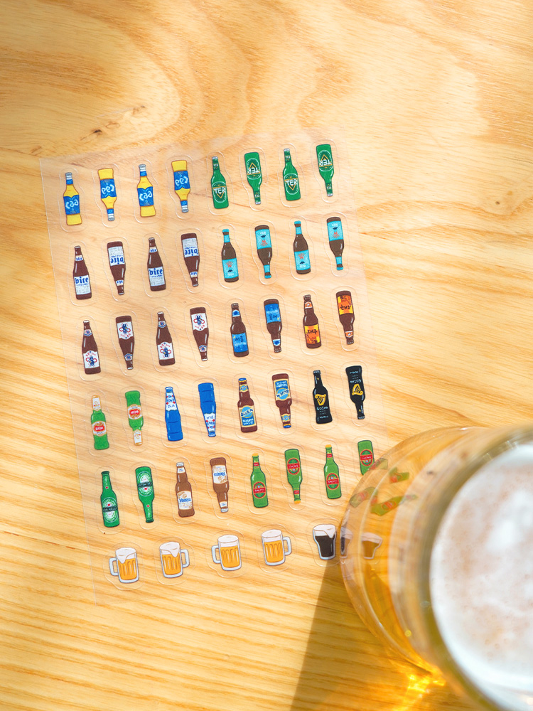 리훈 슬기로운 음주생활 리무버블스티커 소주 맥주 와인 막걸리 술4종 세트