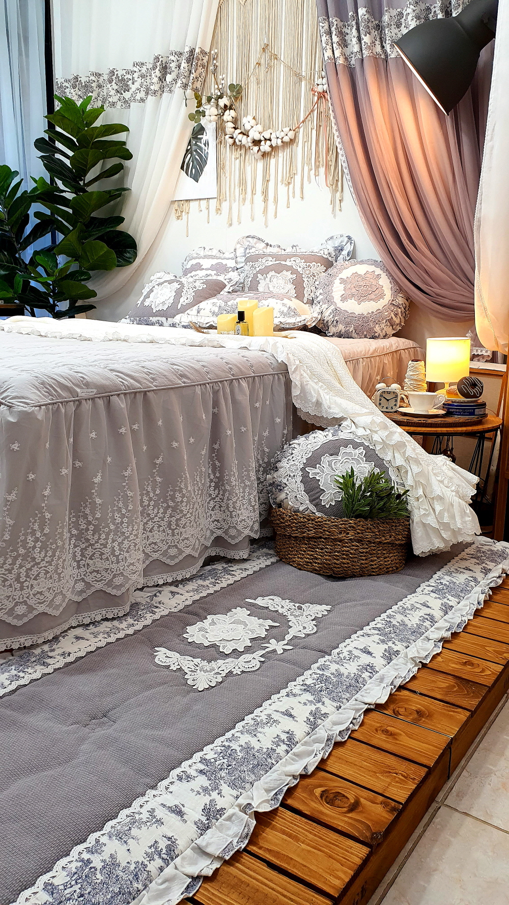 레이스 라지킹 침대스커트 베드스커트맞춤 돌침대커버