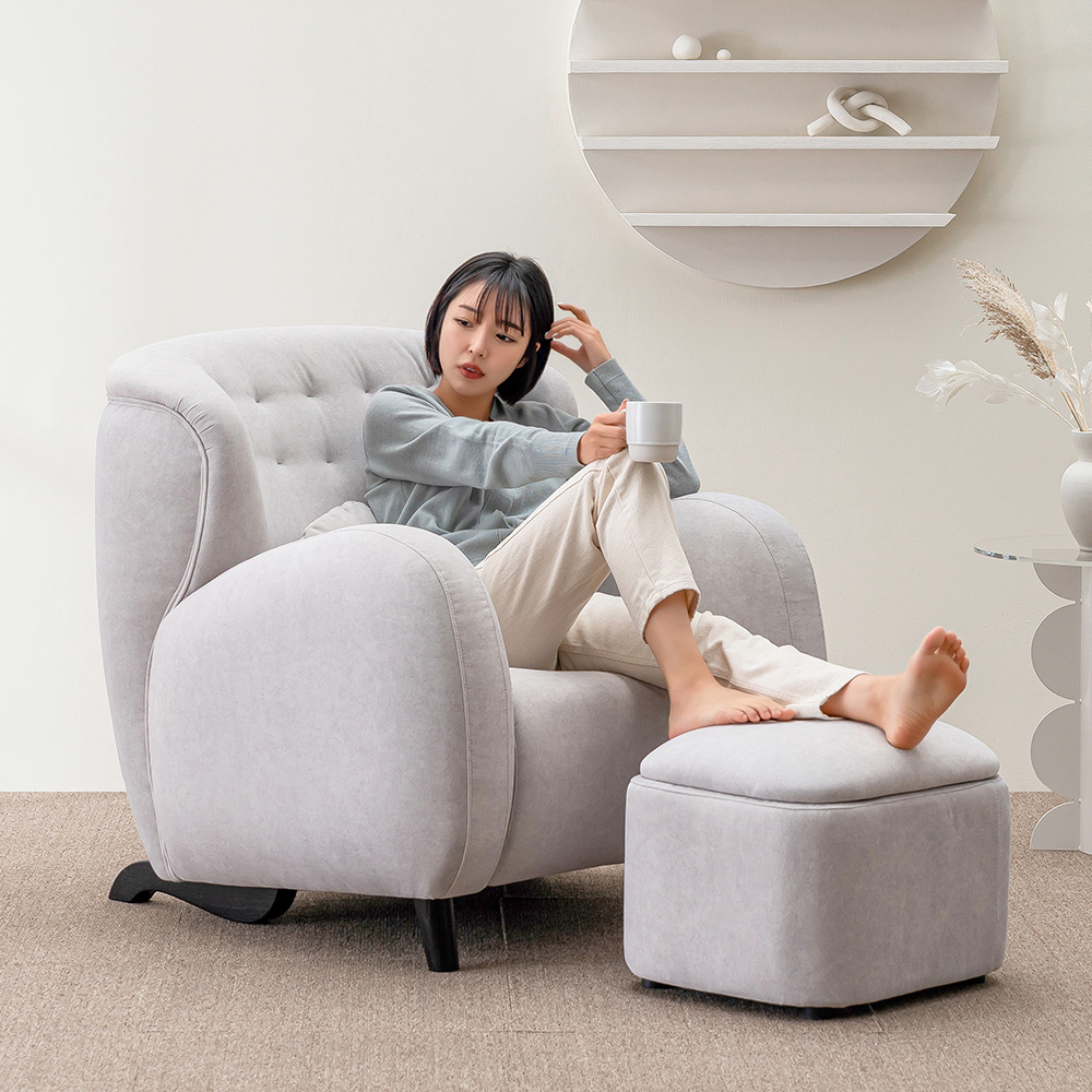 [웰퍼니쳐] 바비 아쿠아텍스 패브릭 1인 소파 암체어 안락의자 (스툴증정)