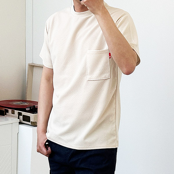 남자 반팔티셔츠 링클프리 엠보스판 포켓 빅사이즈