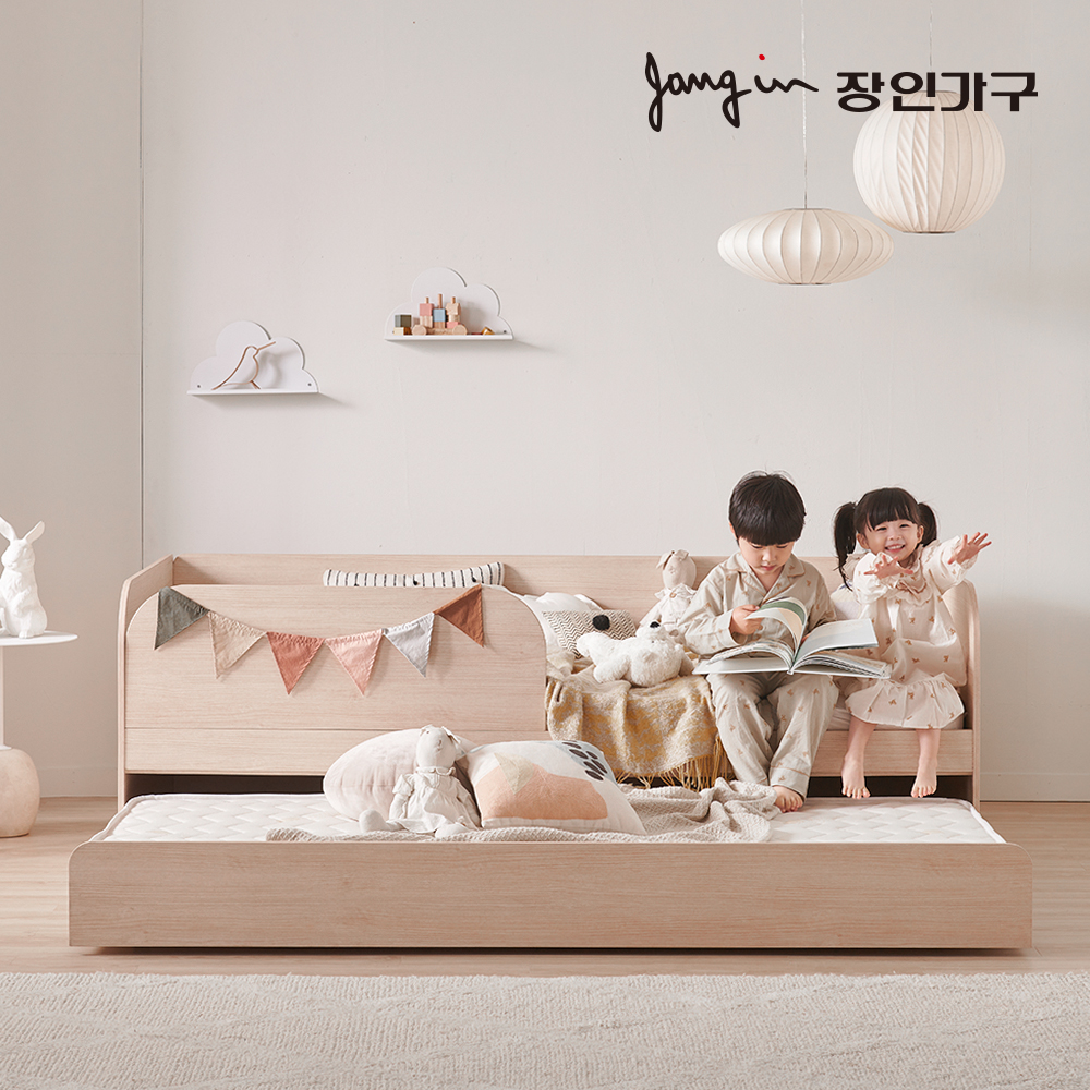 장인가구 뉴피터 E0등급 저상형 어린이 키즈 슬라이딩 2단 침대 S 낮은포켓+라텍스탑