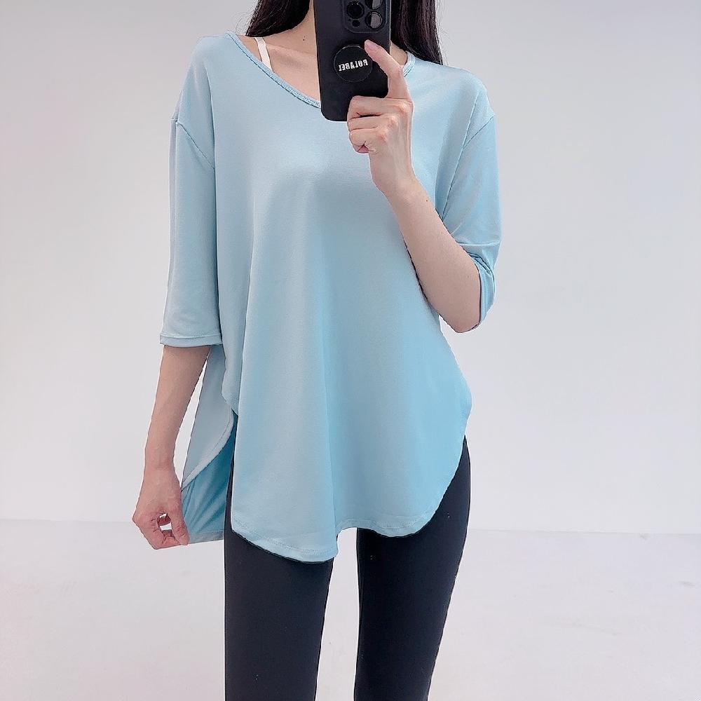 로열 필라테스복 요가복 필라테스상의 필라테스옷 반팔 롱 - 상세 이미지 2