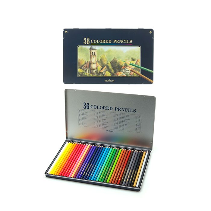 문화 넥스프로 유성 일반 색연필 36색 틴케이스
