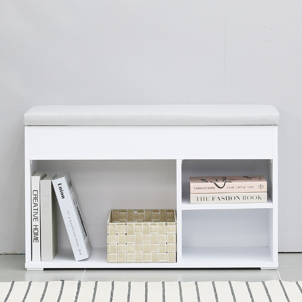 펀치 화이트 현관 수납 벤치 소파 의자 스툴 1200