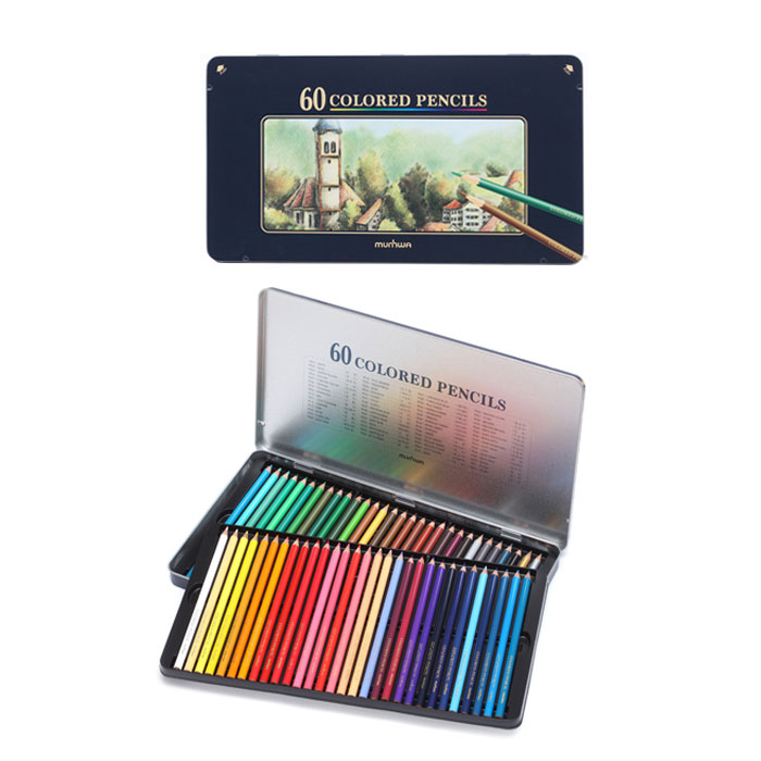 문화 넥스프로 유성 일반 색연필 60색 틴케이스