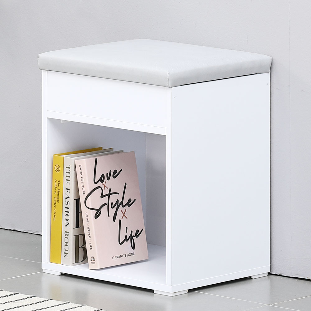 펀치 화이트 현관 수납 벤치 소파 의자 스툴 1200