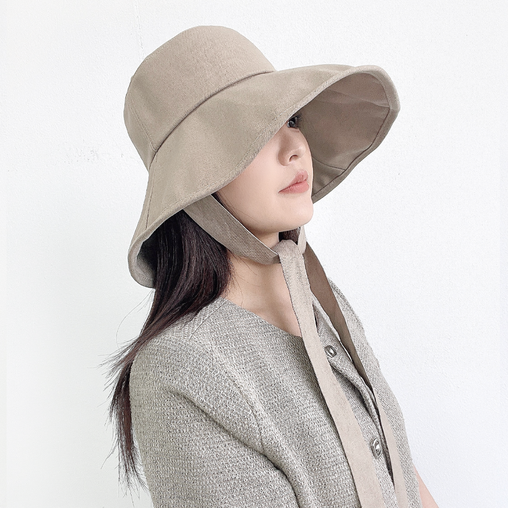 로하 린넨 스트랩 여성 여름 대챙 와이드 벙거지모자 - 상품 이미지