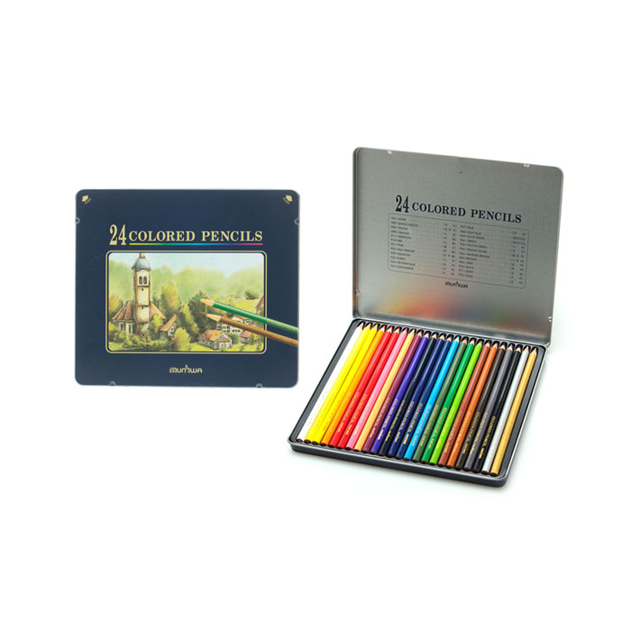 문화 넥스프로 유성 일반 색연필 24색 틴케이스