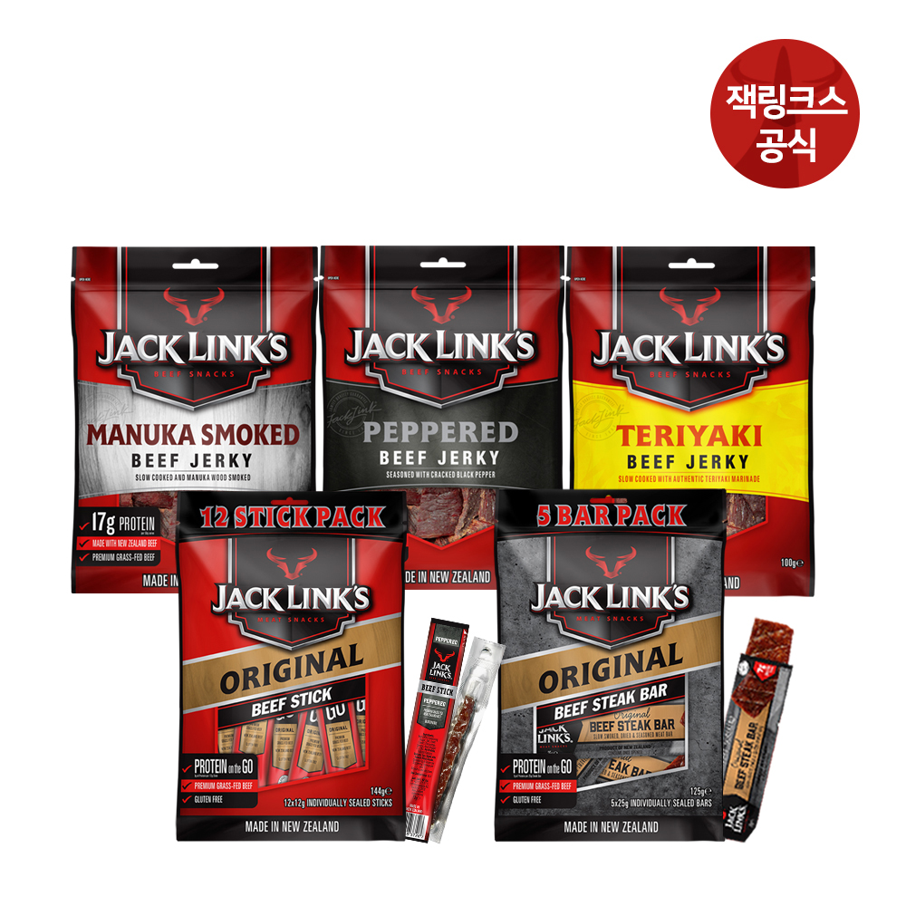 잭링크스 멀티팩 소고기육포세트 5종 (육포3종+스틱+스테이크바) 와인 맥주 안주