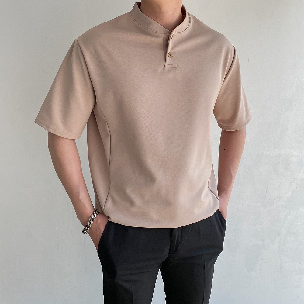 남자 심플 헨리넥 반팔티셔츠 이미지 3