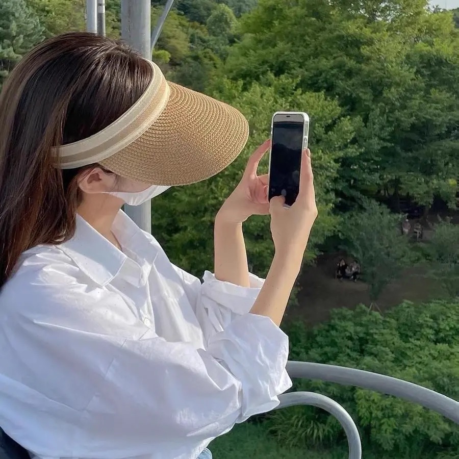 노리스 투톤 여성 썬캡 여름 햇빛차단 자외선차단 밀짚 모자