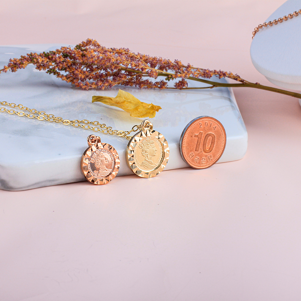 엘리자베스 코인 커팅 소 펜던트 대나무 체인 목걸이 1.5 Don 2 Don 14K 18K - G마켓 모바일