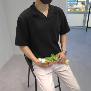 남자 도일 여름 미니멀 오픈 카라 반팔티 4컬러 90-105 착용 후기 | 사이즈/핏 총정리 - 상품 이미지 2