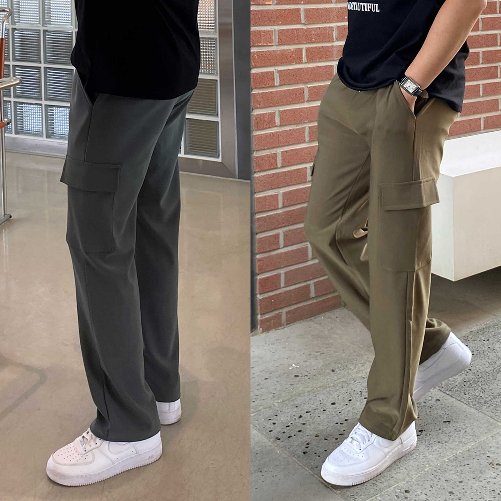 남자카고바지 구김없는바지 세미와이드팬츠 - 상품 이미지