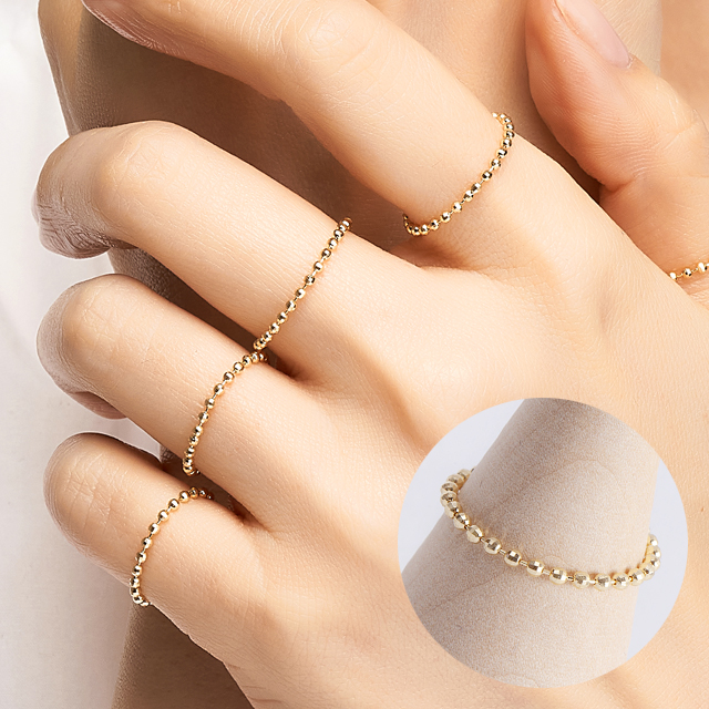 14k 미러볼 1.5mm 체인 금 반지
