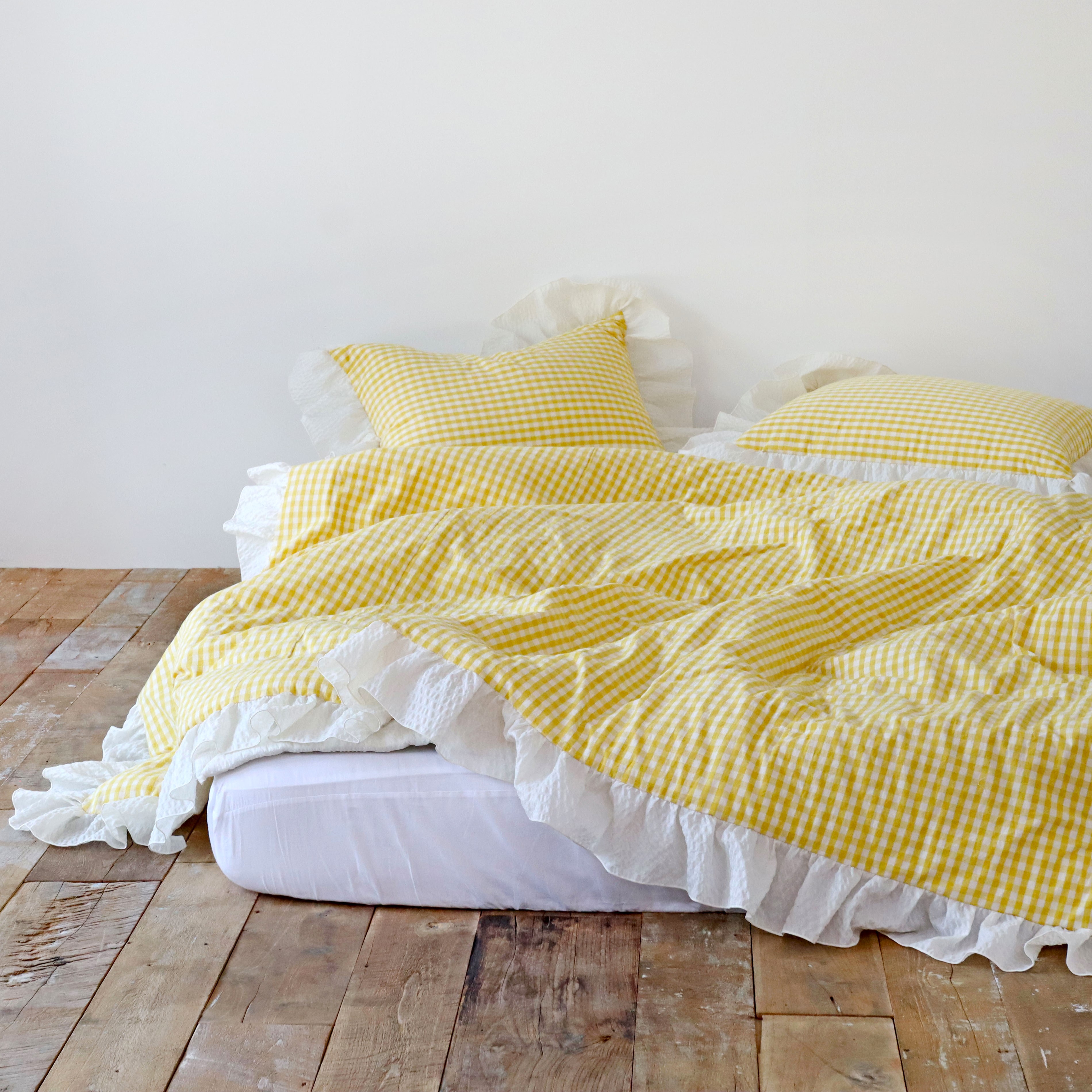 그레이스 깅엄 체크 광목 에어워싱 시어서커 프릴 먼지없는 시원한 여름 차렵이불 세트 SS