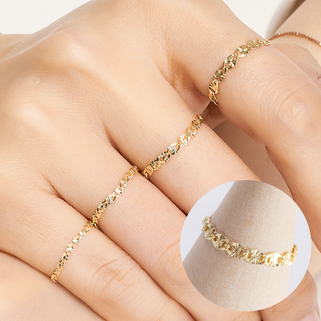 14k 18k 샤이니 체인 금 반지