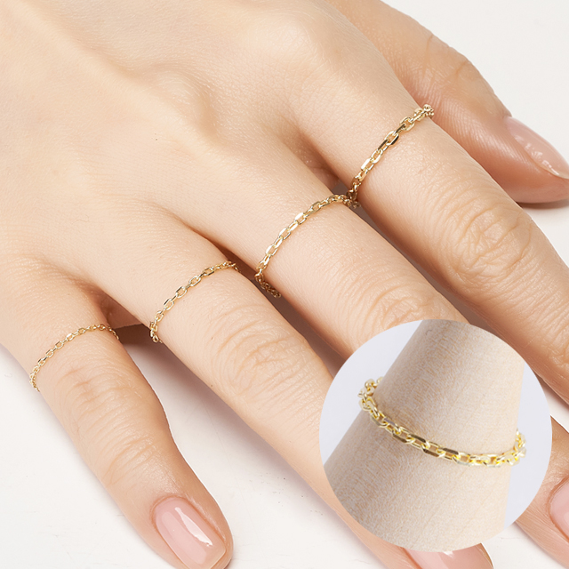 14k 18k 각줄 체인 금 반지