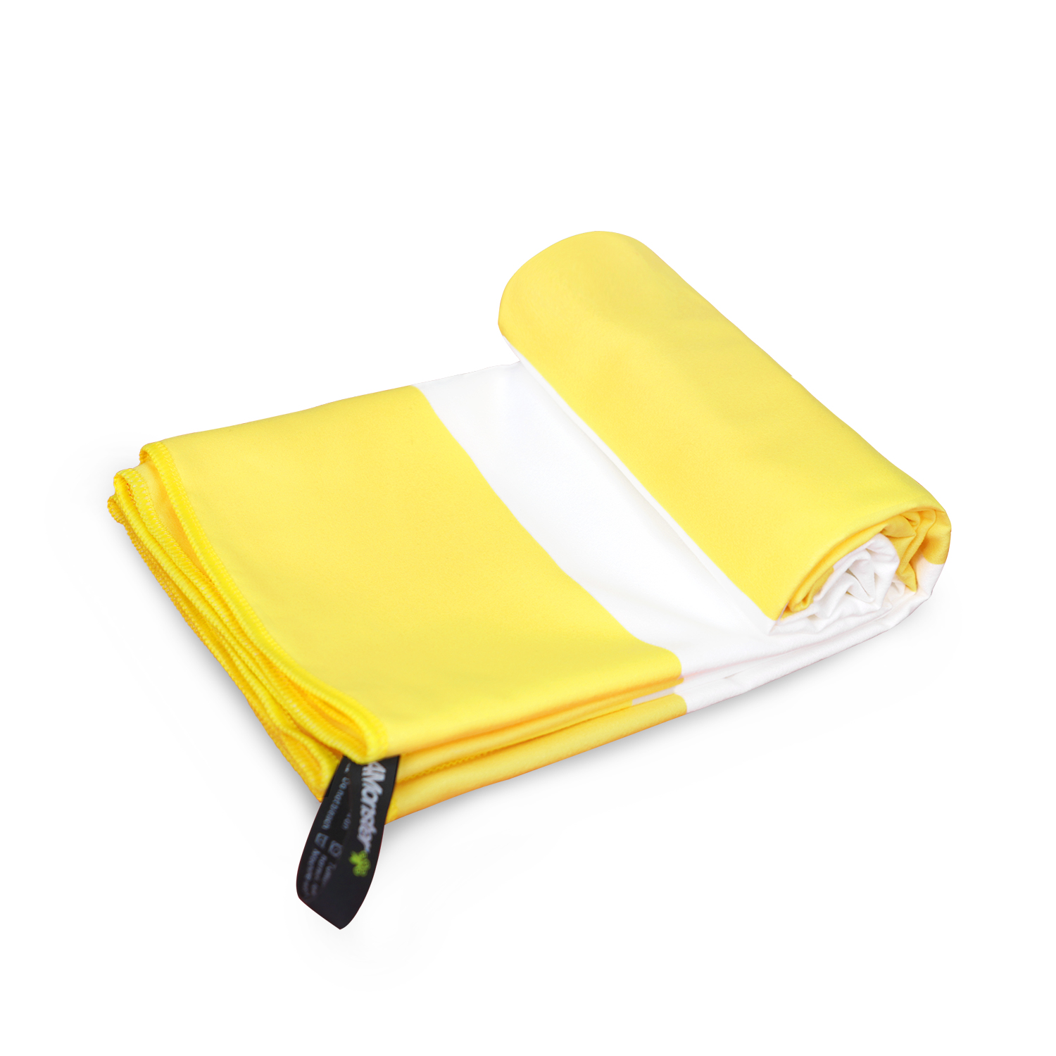 4몬스터 비치타올 스트라이프 극세사 대형 타월 다용도 수건 파우치 옐로우