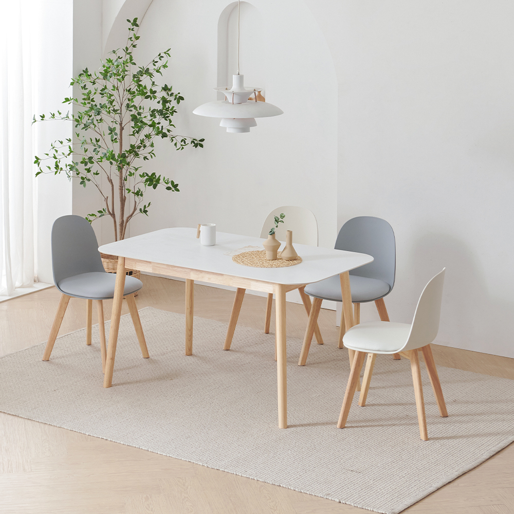 보니애가구 젠티아 세라믹식탁 세트 4인용 12T 포세린 원목 식탁 1400 의자4