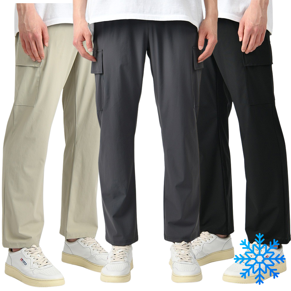남자 카고팬츠 남성 여름바지 시원한 아이스 쿨 와이드 스판 밴딩 팬츠