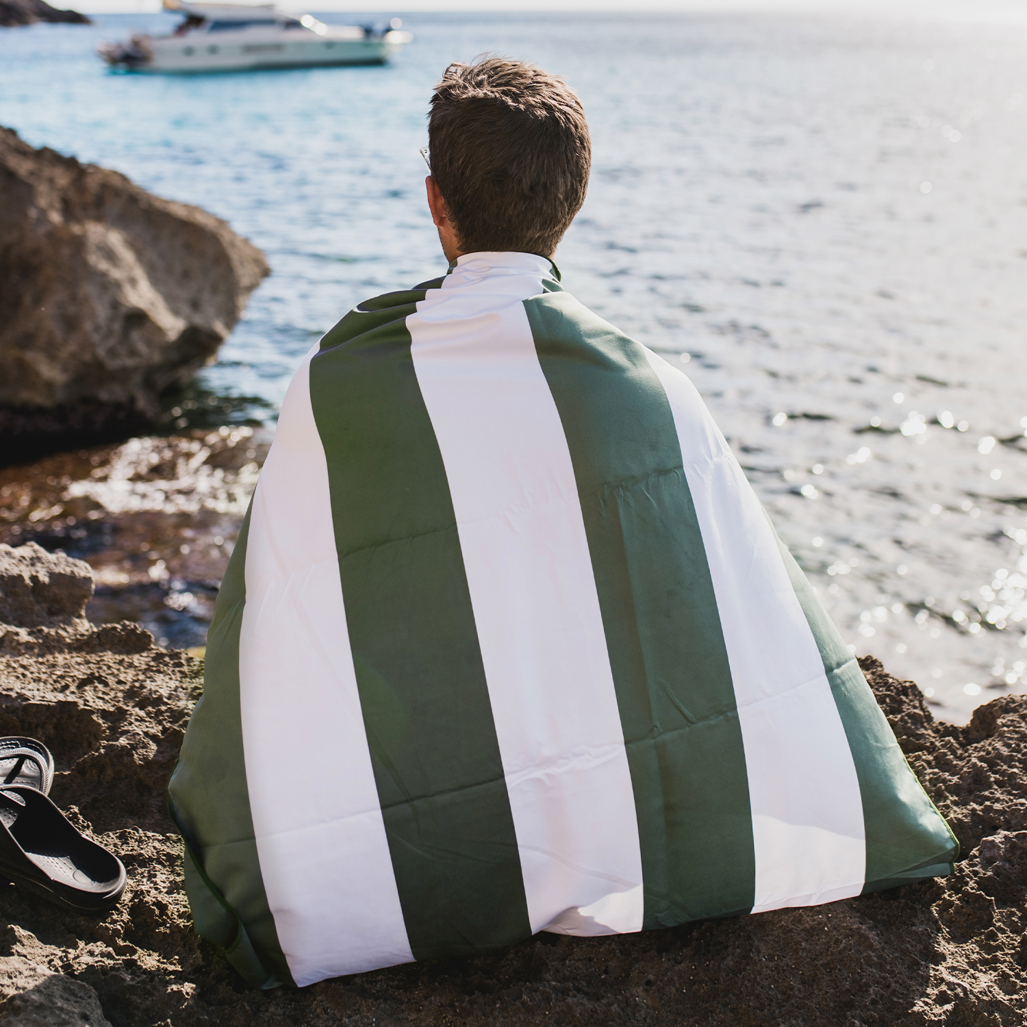 4몬스터 비치타올 스트라이프 극세사 대형 타월 다용도 수건 파우치