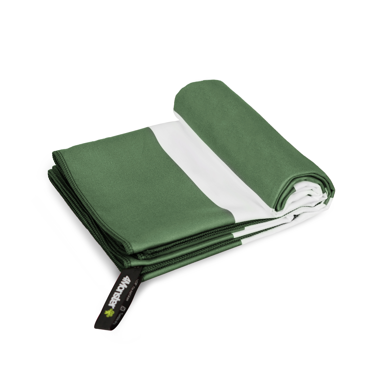 4몬스터 비치타올 스트라이프 극세사 대형 타월 다용도 수건 파우치 모스그린