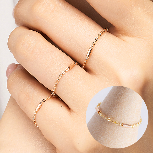 14k 18k 바 체인 금 반지