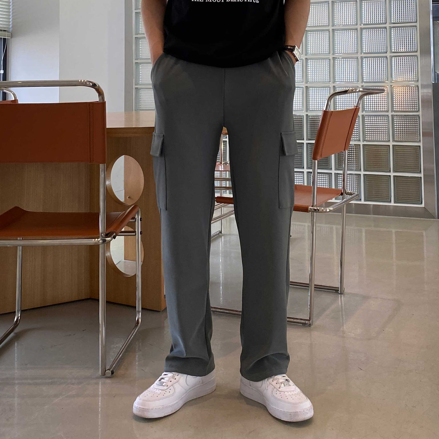 남자카고바지 구김없는바지 세미와이드팬츠 - 상세 이미지 3