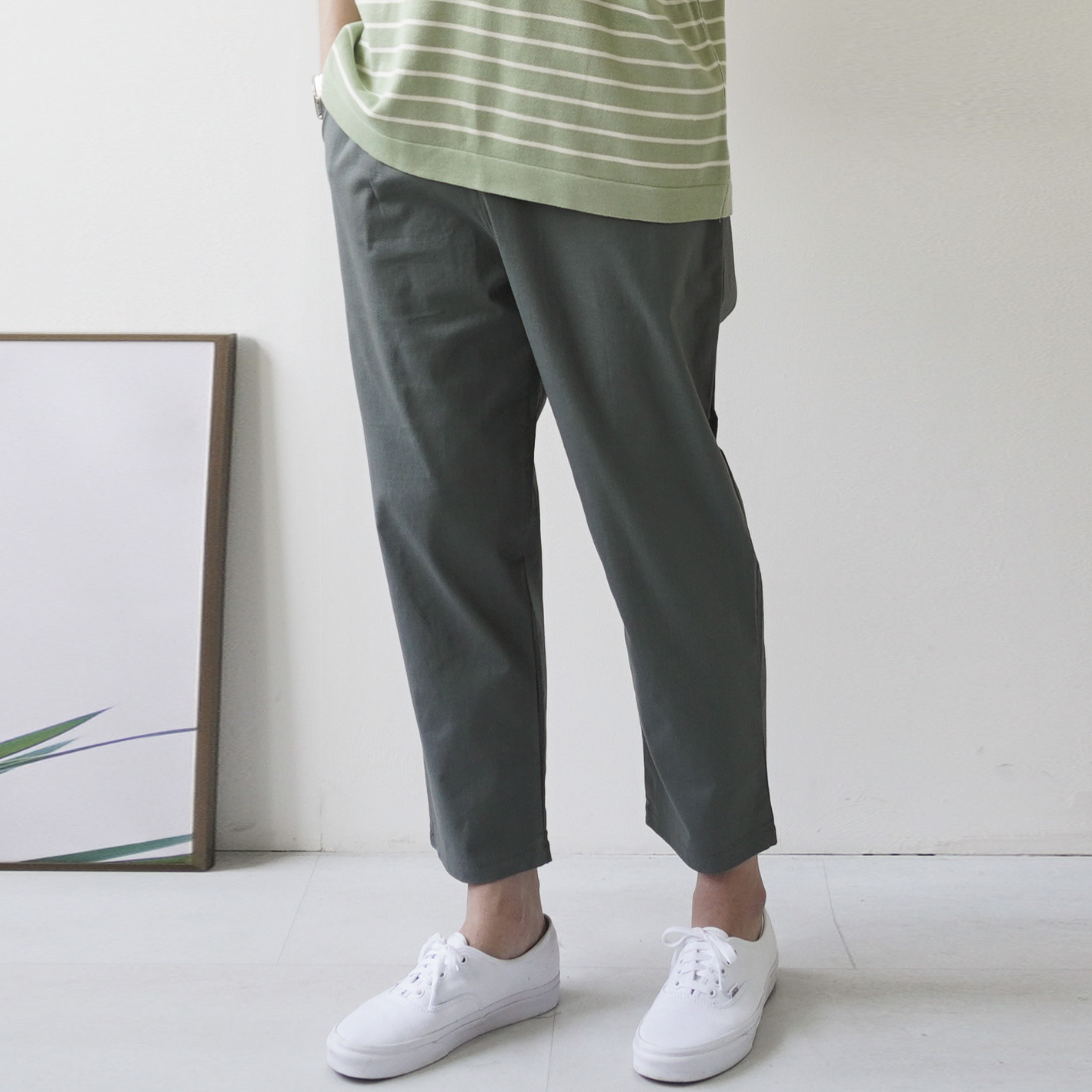 남자 린넨 스판 9부 세미 와이드 밴딩 팬츠 5color 이미지 2