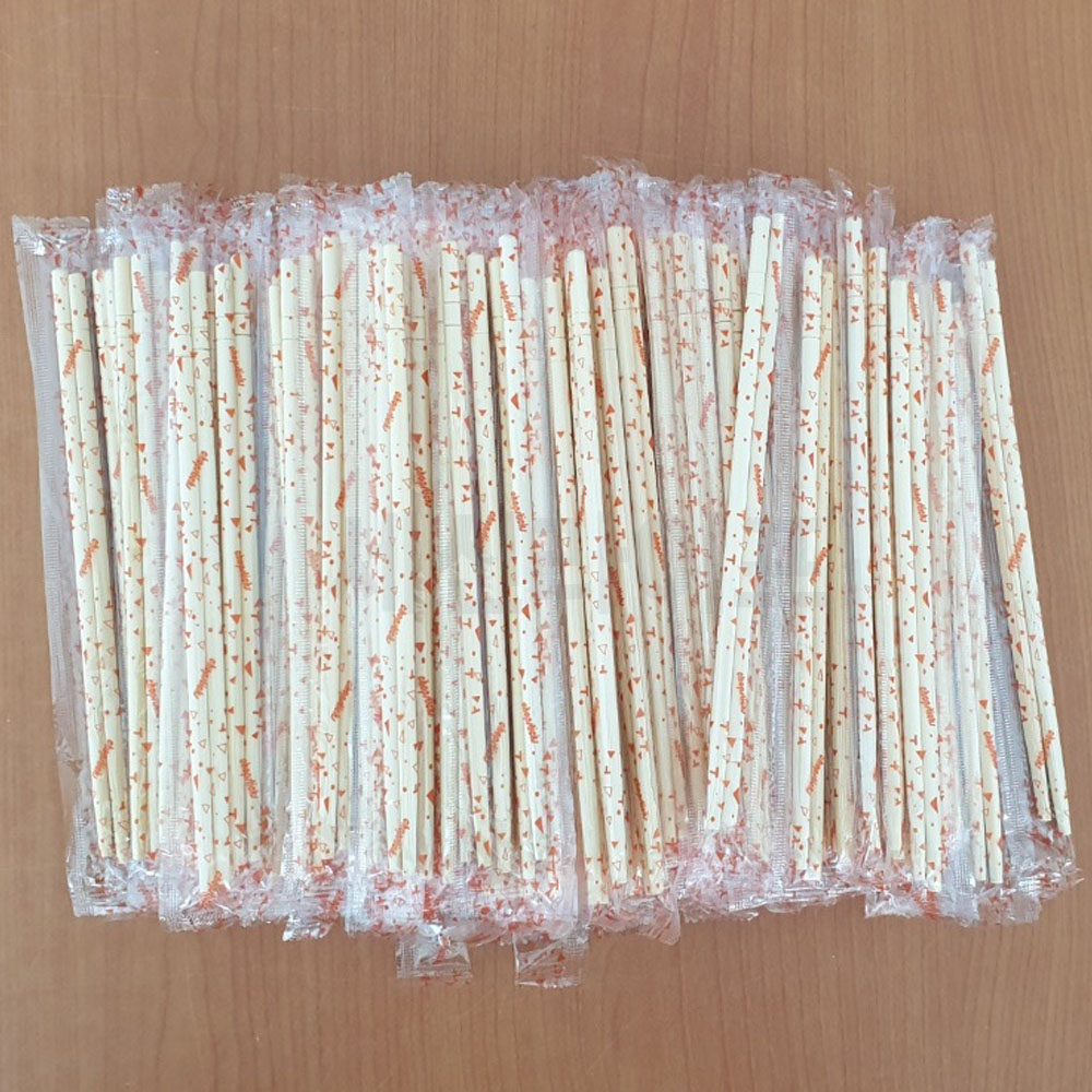 일회용 나무 젓가락 100개 레드 OPP 175mm 둥근 대나무 - 상품 이미지