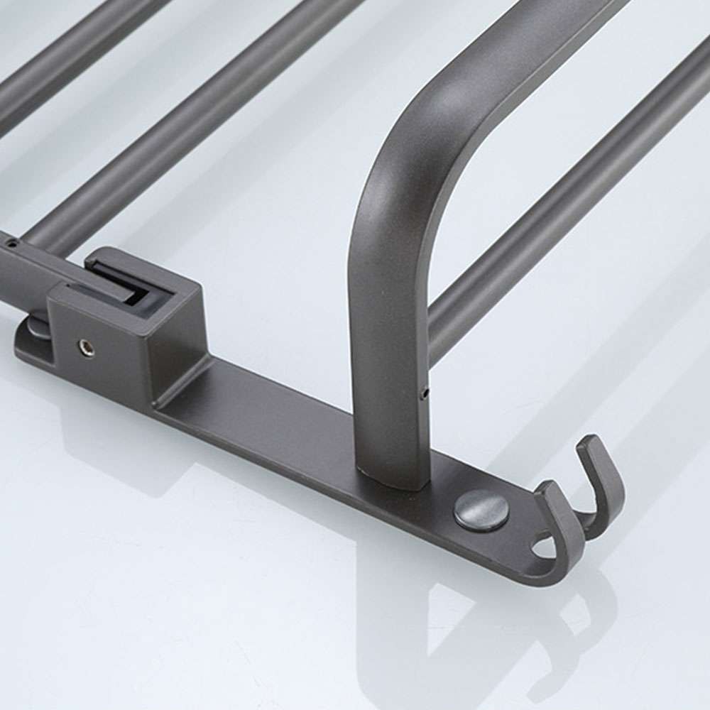 [단독] 은회색 무타공 욕실 수건걸이 선반 47cm 화장실 타올걸이