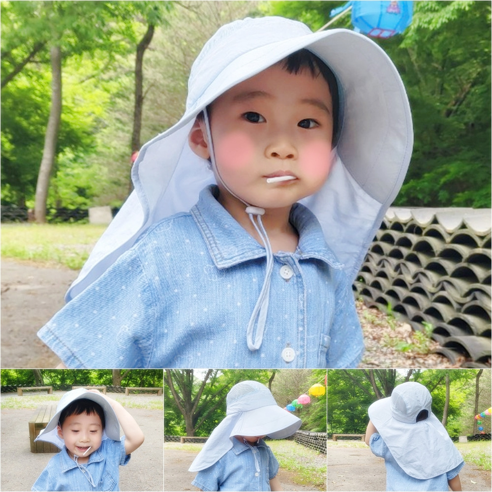 숲체험모자 아기햇빛가리개모자 플랩캡 - 메인 이미지