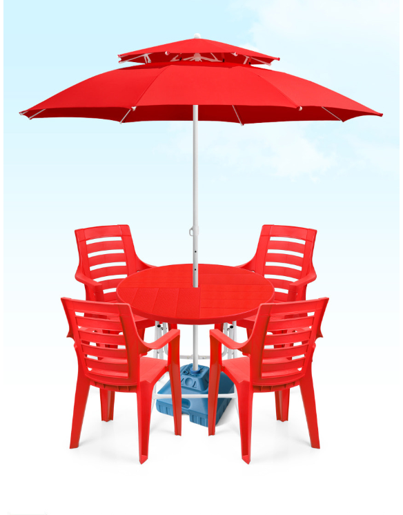 야외 파라솔 테이블 편의점 의자 받침대 2단 세트 편의점의자 카페 테라스 폴딩