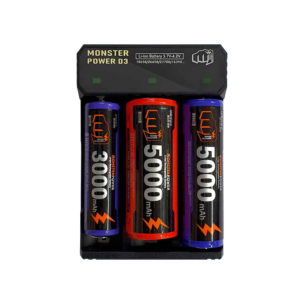 21700 충전기 배터리 18650 26650 C타입 리튬이온 3구 몬스터파워 대륙의실수