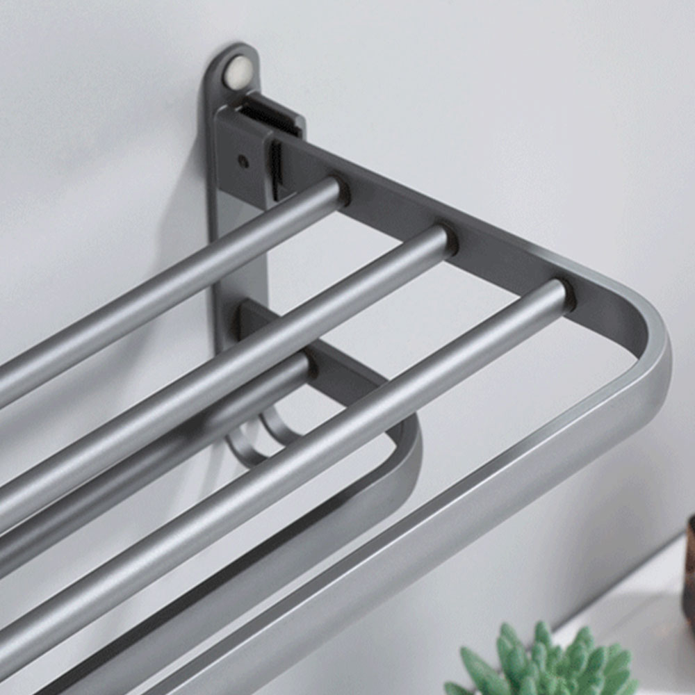 [단독] 은회색 무타공 욕실 수건걸이 선반 47cm 화장실 타올걸이